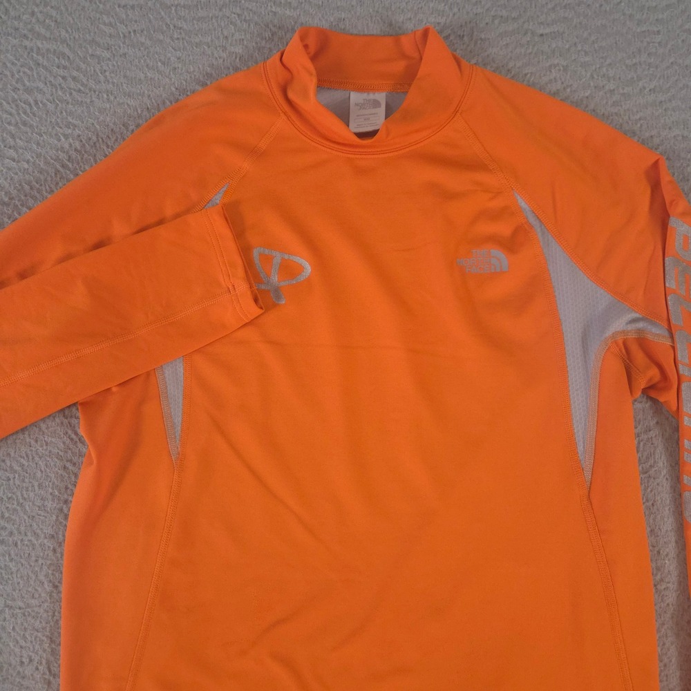The North Face Shirt Mens Medium Orange Vaporwick Polyester Thumbholes Peligroso